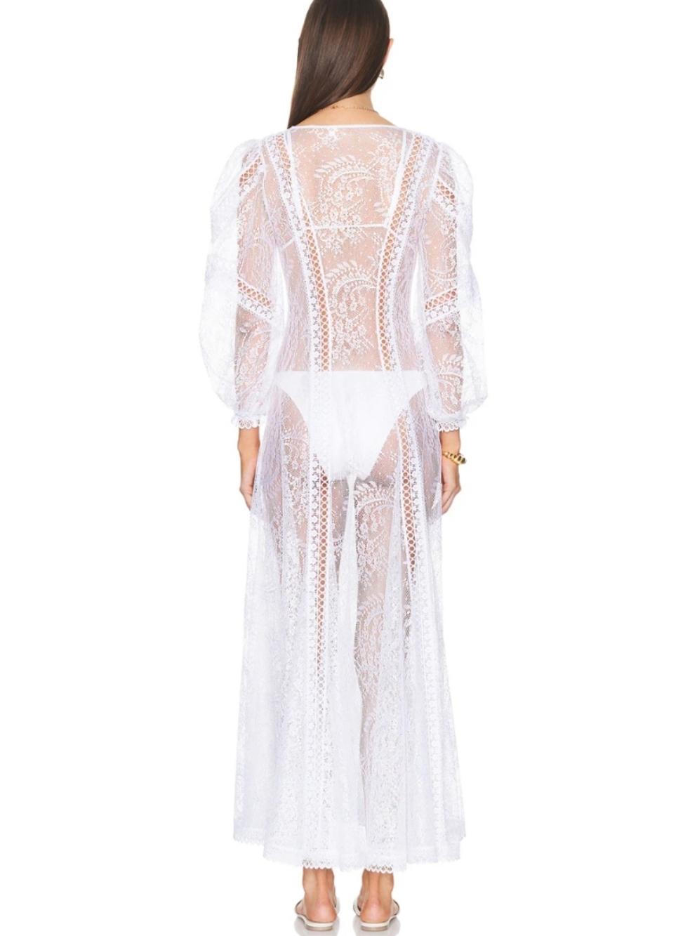 Charo Ruiz Lodie White Embroidered Lace Maxi Cover Up - Picture 3 of 8